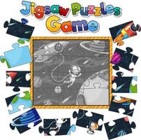 Astronaut in space photo puzzle game template vector