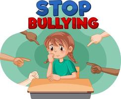 Stop Bullying text with cartoon character vector