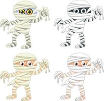 conjunto de diferentes personajes de dibujos animados de momias vector