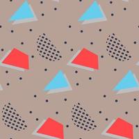 Seamless pattern in minimalistic geometric style. Blue, red, black and brown colors. Memphis style retro print. Abstract doodle background. Endless design. Print for textile, fashion and decor vector
