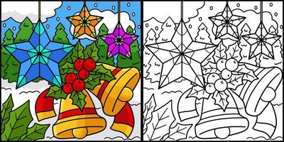 Christmas Bells Coloring Page Colored Illustration vector