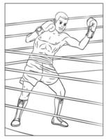 dibujo para colorear de boxeo para niños vector