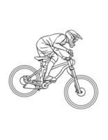 Mountain Biker Isolated Coloring Page for Kids vector