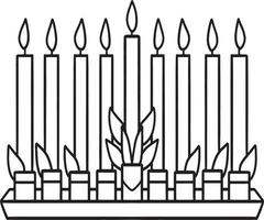 Hanukkah Menorah Isolated Coloring Page for Kids vector