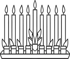 hanukkah menorah aislado página para colorear para niños vector