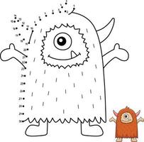 Dot to Dot Cute Monster Isolated Coloring Page vector