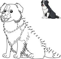 Dot to Dot Border Collie Dog Isolated Coloring vector