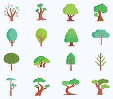 conjunto de iconos de árbol, vector de planta y naturaleza