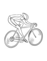Página para colorear aislada de carreras de bicicletas de carretera vector