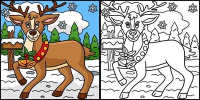 ilustración de página para colorear de renos de navidad vector