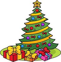 Christmas Tree with Gifts Cartoon Colored Clipart vector
