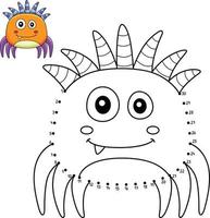 Dot to Dot Monster Spider Isolated Coloring Page vector