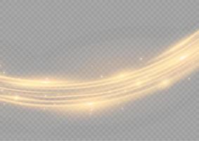 Yellow glowing shiny lines effect vector. Luminous white lines of speed. Light glowing effect. Light trail wave, fire path trace line and incandescence curve twirl. vector