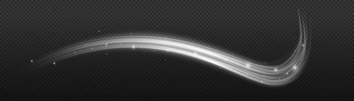 White glowing shiny lines effect vector. Luminous white lines of speed. Light glowing effect. Light trail wave, fire path trace line and incandescence curve twirl. vector