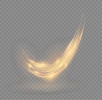 Yellow glowing shiny lines effect vector. Luminous white lines of speed. Light glowing effect. Light trail wave, fire path trace line and incandescence curve twirl. vector