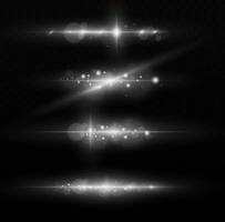 Shining star, sun particles and sparks with highlight effect, golden lights bokeh glitter and sequins. Light flare and sparkles set, vector. Effect glare, lines, white explosion. vector