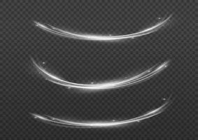 White glowing shiny lines effect vector background. Luminous white lines of speed. Light glowing effect. Light trail wave, fire path trace line and incandescence curve twirl.