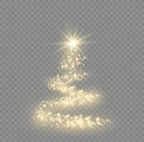 árbol de navidad de vector de luz. árbol de navidad dorado como símbolo de un feliz año nuevo, unas felices vacaciones de navidad. decoración de luz dorada. brillante brillante