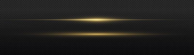 Yellow horizontal lens flares pack. Laser beams, horizontal light rays. Beautiful light flares. Flash light with fairy dust sparks and golden stars shine. Dusty shine light.