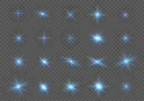 conjunto de efectos de luz blanca aislada brillante, destello de lente, explosión, brillo, línea, destello solar, chispa y estrellas. diseño abstracto de elementos de efectos especiales. vector