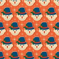 Vintage retro Christmas pattern with with Snowman and snowflakes .Background with Christmas Snowman vector