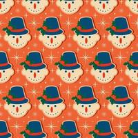 Vintage retro Christmas pattern with with Snowman and snowflakes .Background with Christmas Snowman vector