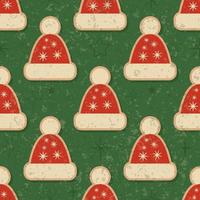 Retro vintage Christmas pattern with Santa hats. Vector illustration