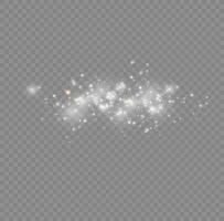 efecto de fondo de partículas de brillo blanco vectorial para tarjeta rica de saludo de lujo. efecto de luz especial de brillo de chispas blancas. textura brillante. chispas de polvo de estrellas en una explosión. vector