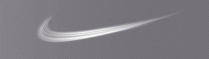 White glowing shiny lines effect vector. Luminous white lines of speed. Light glowing effect. Light trail wave, fire path trace line and incandescence curve twirl. vector