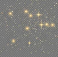 efecto de fondo de partículas de brillo amarillo vectorial para tarjeta rica de saludo de lujo. efecto de luz especial de brillo de chispas blancas. textura brillante. chispas de polvo de estrellas en una explosión. vector