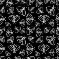 seamless pattern with butterflies on black background vector