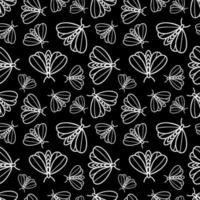 seamless pattern with butterflies on black background vector