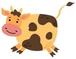 Cute hand drawn cow. White background, isolate. vector illustration.