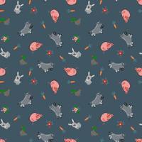 Seamless pattern with farm animals. Design for fabric, textile, wallpaper, packaging. vector