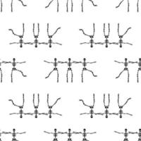 Black skeletons in various poses pattern. Halloween design. Perfect for fall, holidays, fabric, textile. Seamless repeat swatch. vector