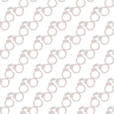 Handcuffs seamless pattern. Wild West theme. Hand drawn colored trendy Vector print.