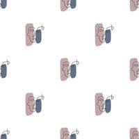 Surreal Faces One Line Seamless Pattern . Abstract Minimalistic Art design for print, cover, wallpaper, Minimal and natural wall art. Vector illustration on white background.
