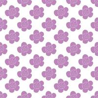 Floral seamless vector pattern with flowers. Spring flora. Simple hand-drawn kids style. Pretty ditsy for fabric, textile, wallpaper. Digital paper in white background