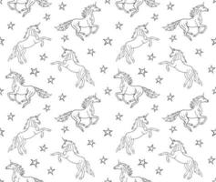 Vector seamless pattern of hand drawn unicorn