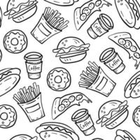 Fast food vector seamless pattern doodle