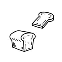 Bread loaf with toast doodle vector illustration