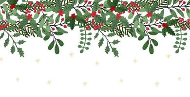 Vector Christmas seamless pattern with illustration of wreath. Use it as decor for wab page, greeting card, poster, banner, flyer, cover, placard, brochure and other graphic design