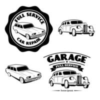 Vintage style car repair service label. Vector logo design template.