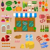 Grocery store,food icons. vector