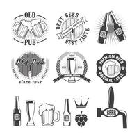 conjunto de etiquetas de pub de cerveza, insignias y colección de iconos vector