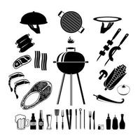 juego de barbacoa. set de la colección bbq and grill. colección de objetos de parrilla de cocina vector