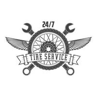 tire service vintage label. Logo template. Vector illustration.