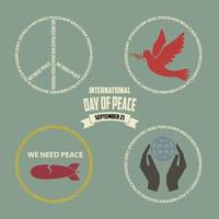 etiquetas vectoriales del día internacional de la paz. 21 de septiembre vector