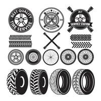 car service labels. tire service label. Auto parts. Set of design elements in vector