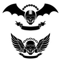 biker labels. Street racing. Skulls with wings vector